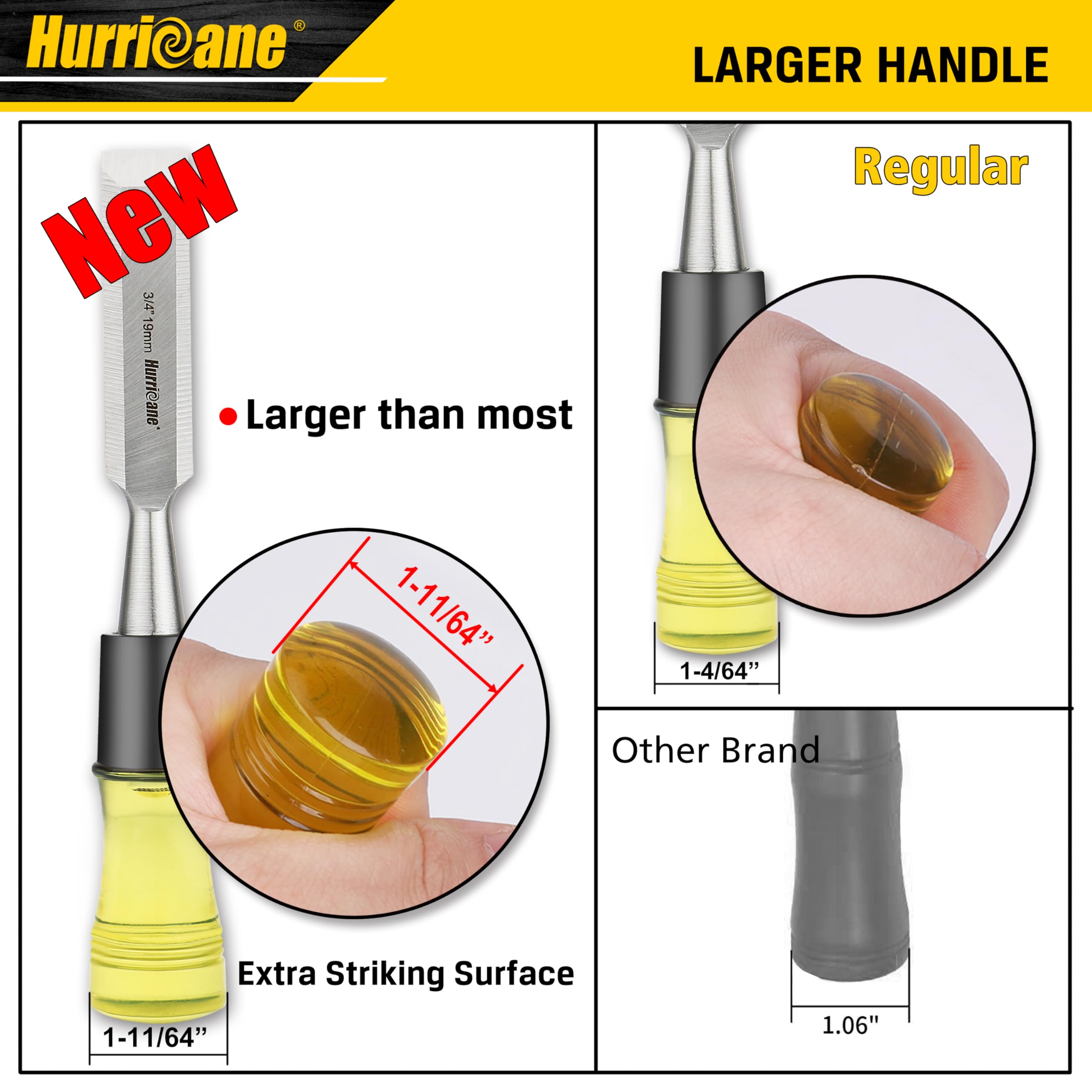HURRICANE wood chisel set, 3/4-inch blade for aggressive shaping and paring.