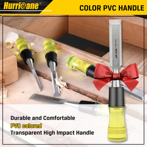 HURRICANE wood chisel set in compact case for shop organization.