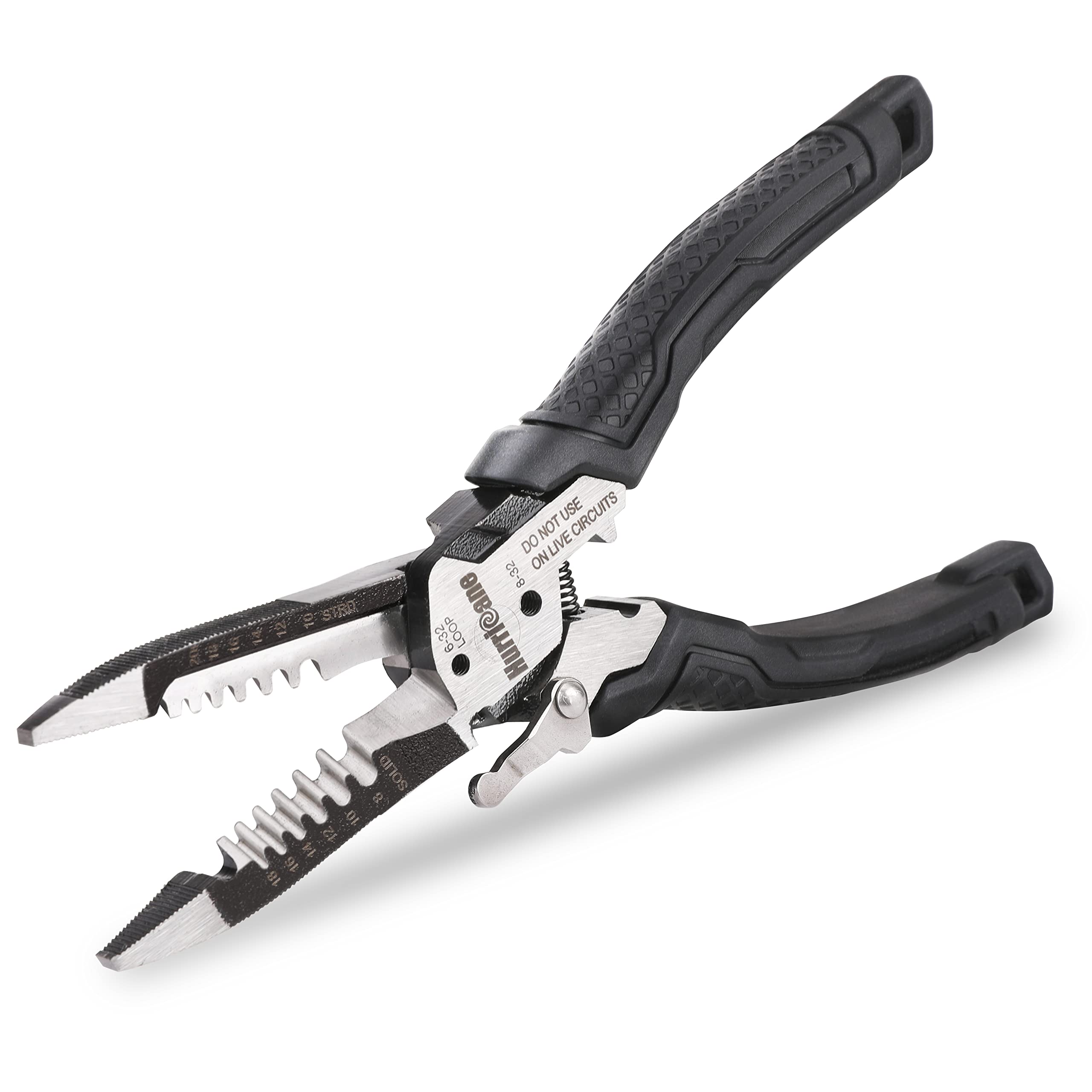 Hurricane 6-in-1 wire stripper in use with a firm grip for efficient stripping