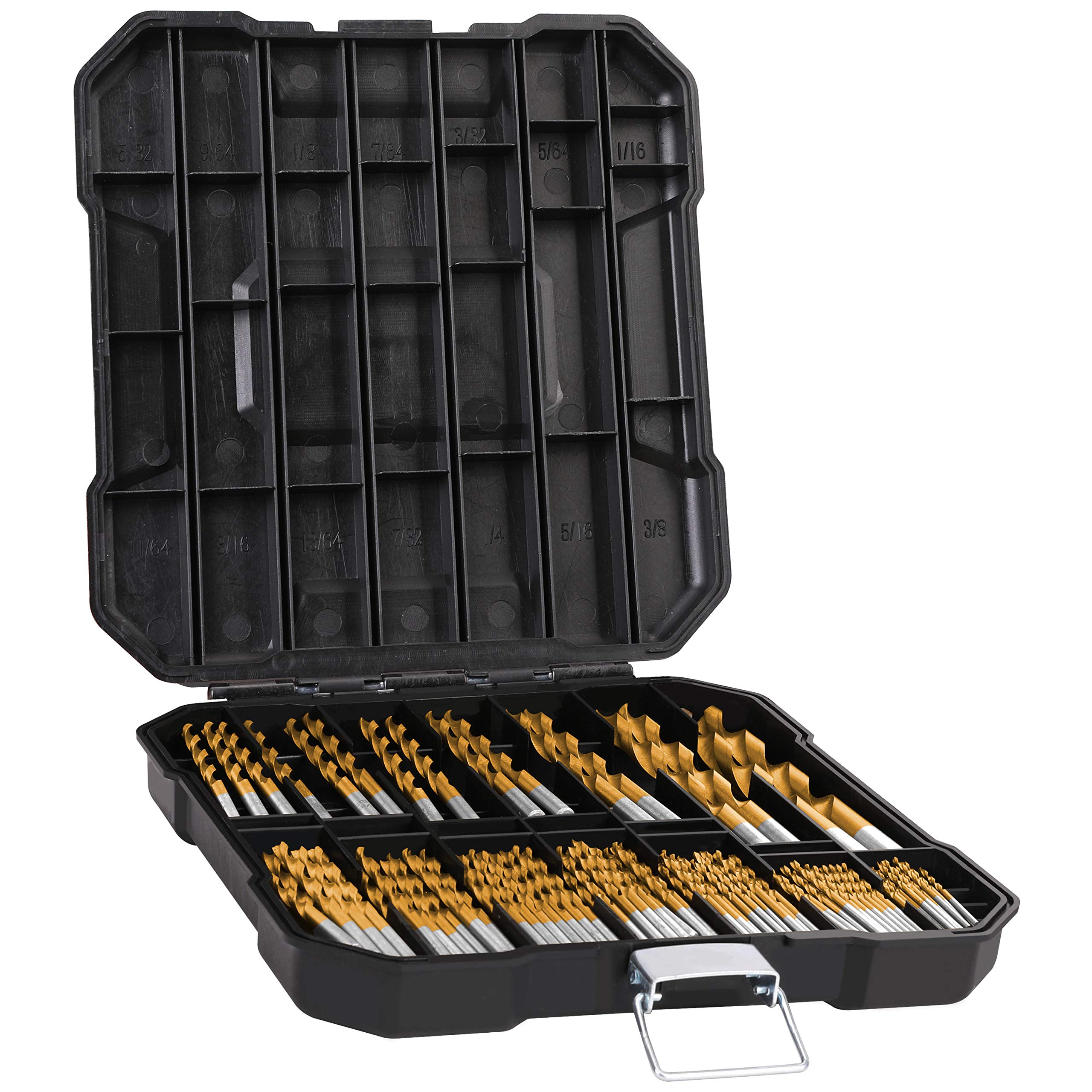 HURRICANE 99-piece titanium twist drill set in a sturdy storage box for organized use