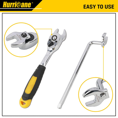 Hurricane wrenches show laser-etched sizes for quick size checks