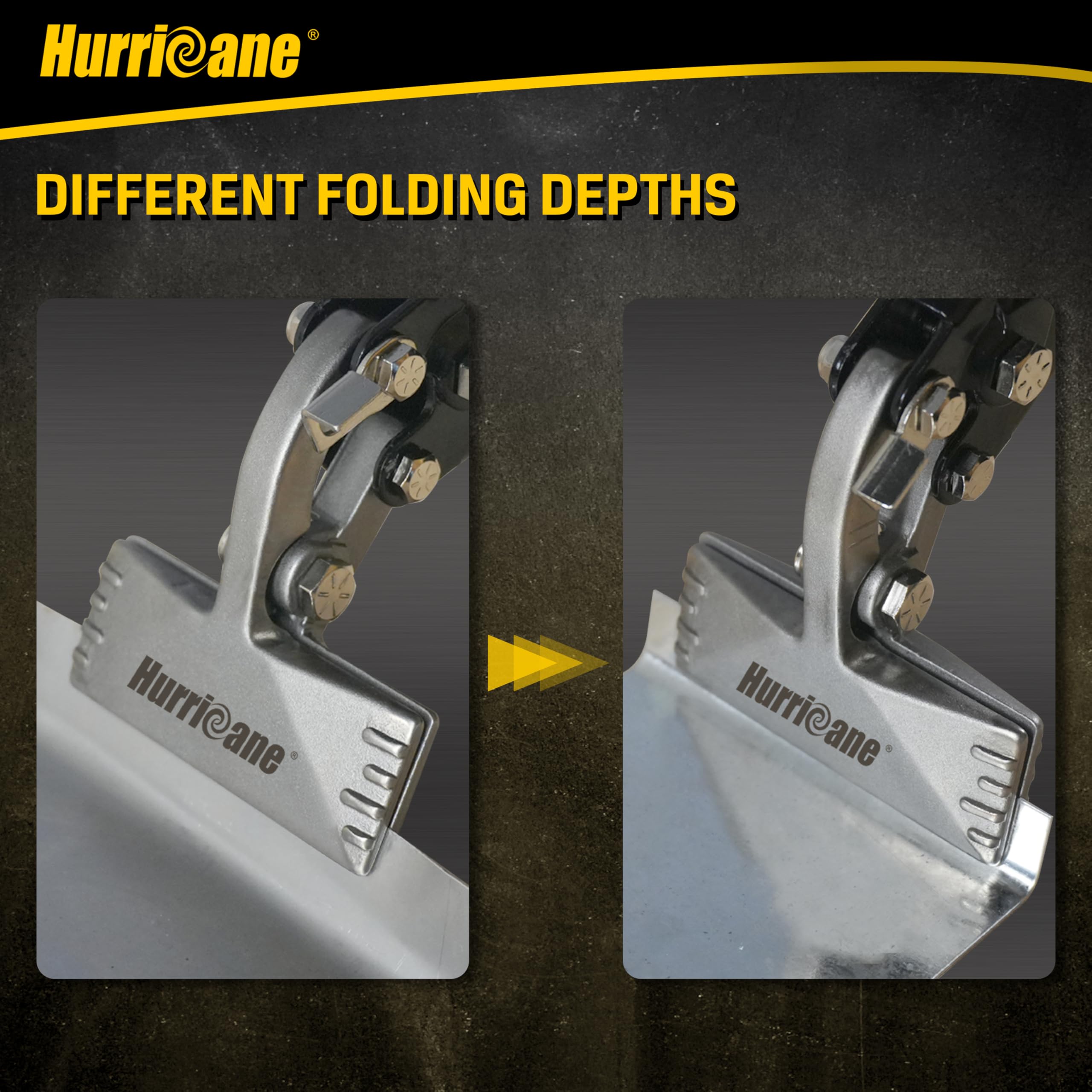 HURRICANE offset seamer in metal roofing work demonstrates strong seam quality.