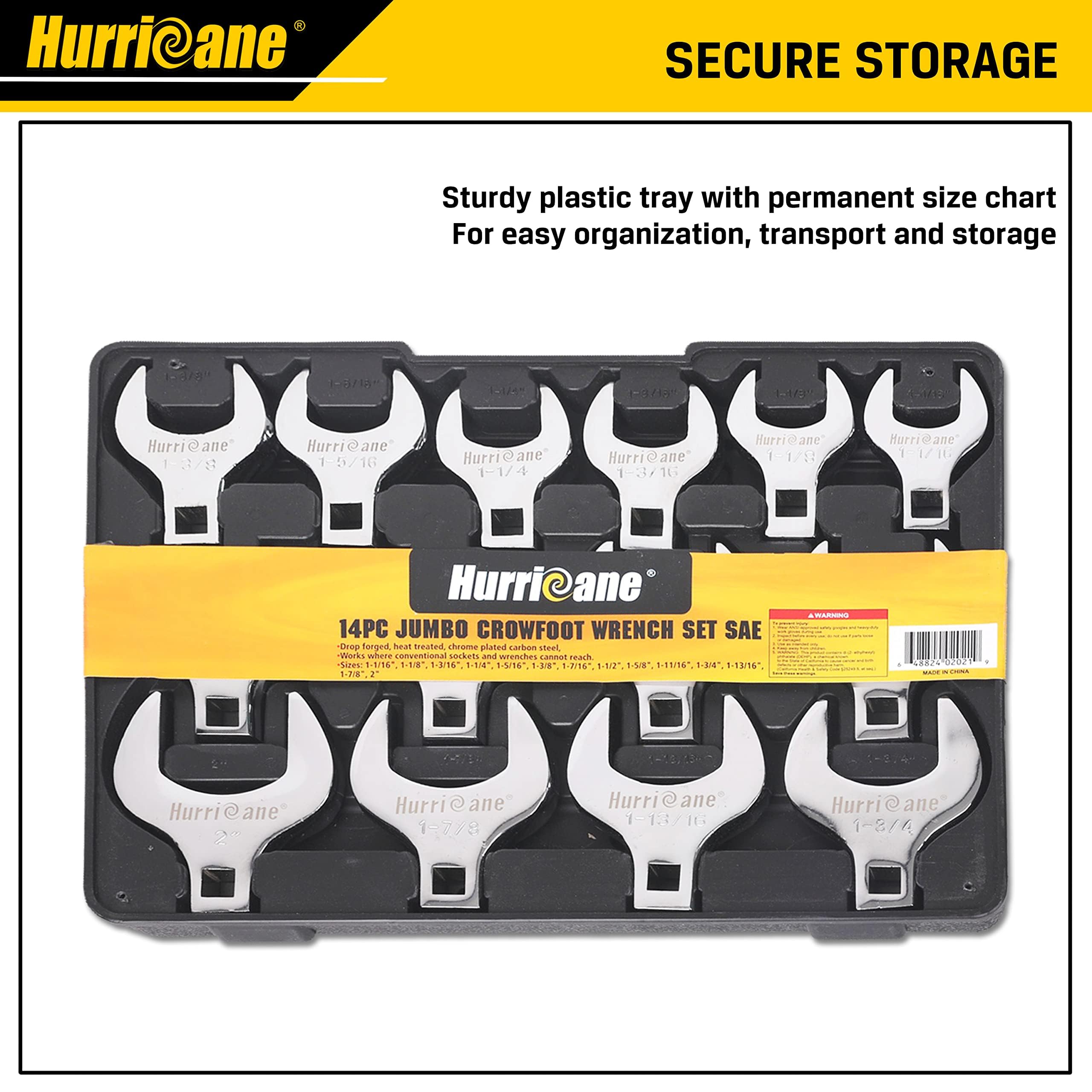 Hurricane SAE size range labels aid fast tool selection