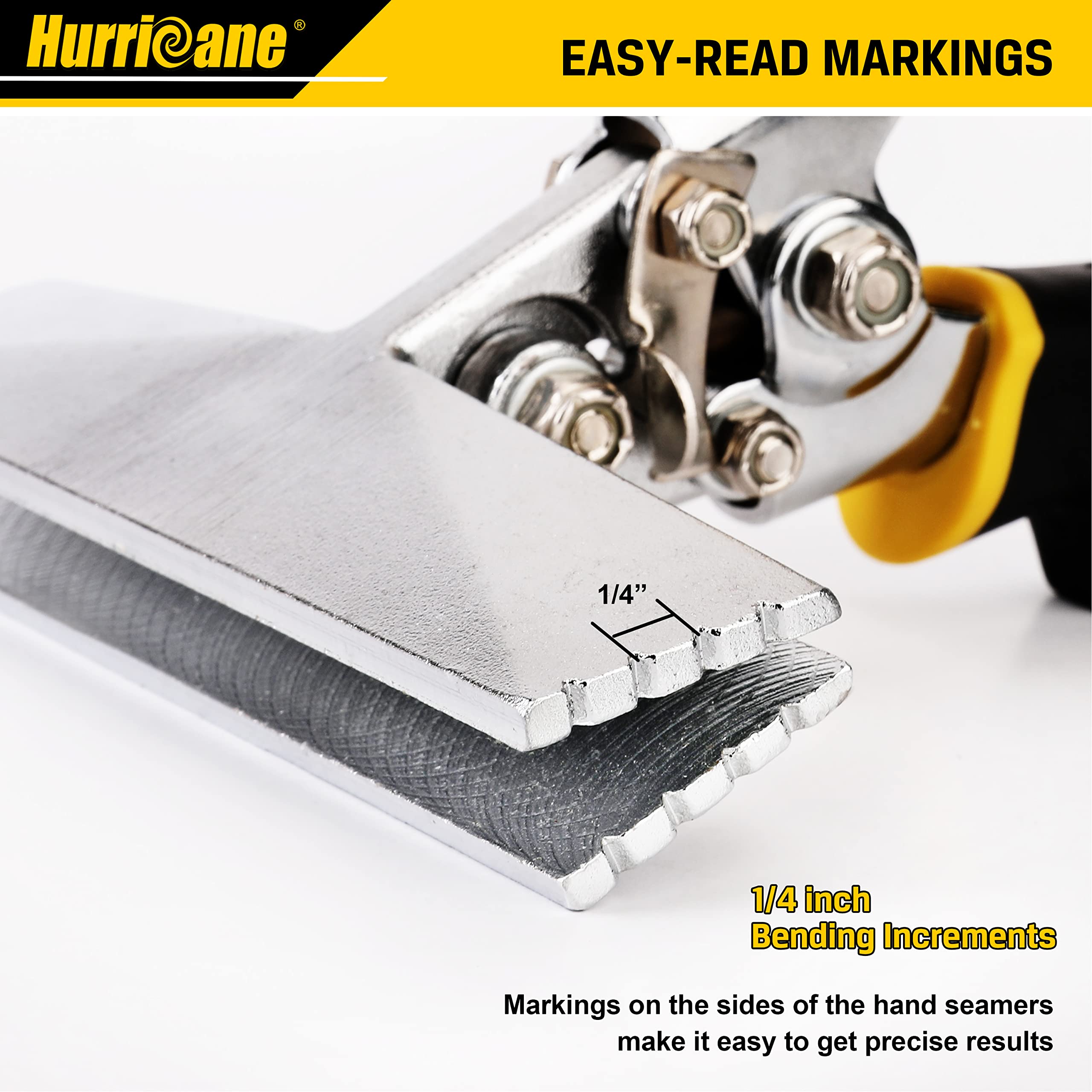 Safety lock and hanging hole on HURRICANE seamer enable safe storage and handling.