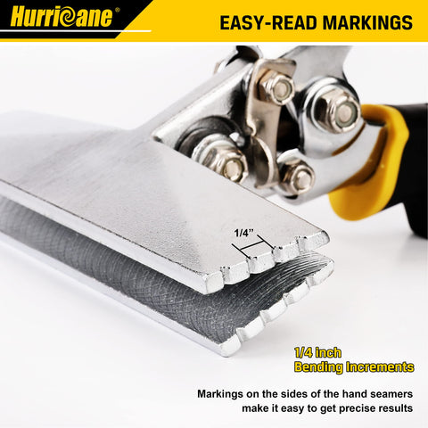 Safety lock and hanging hole on HURRICANE seamer enable safe storage and handling.