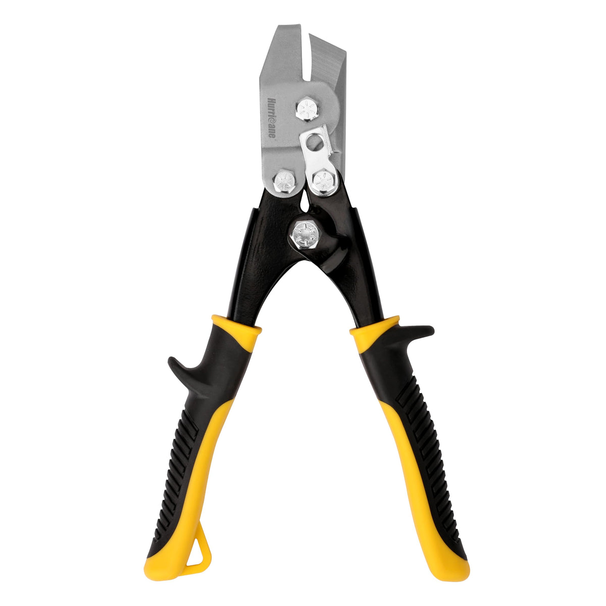 Hurricane sheet metal v-notch notcher front view for precise 30° cuts