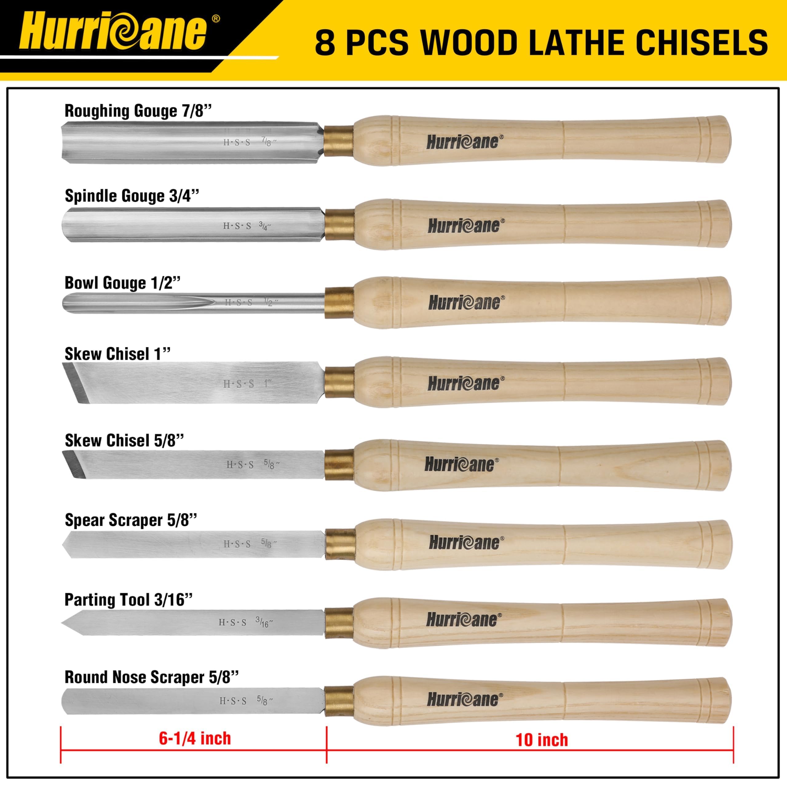 HURRICANE skew chisel 5/8 inch for detailed work on spindles and surfaces.