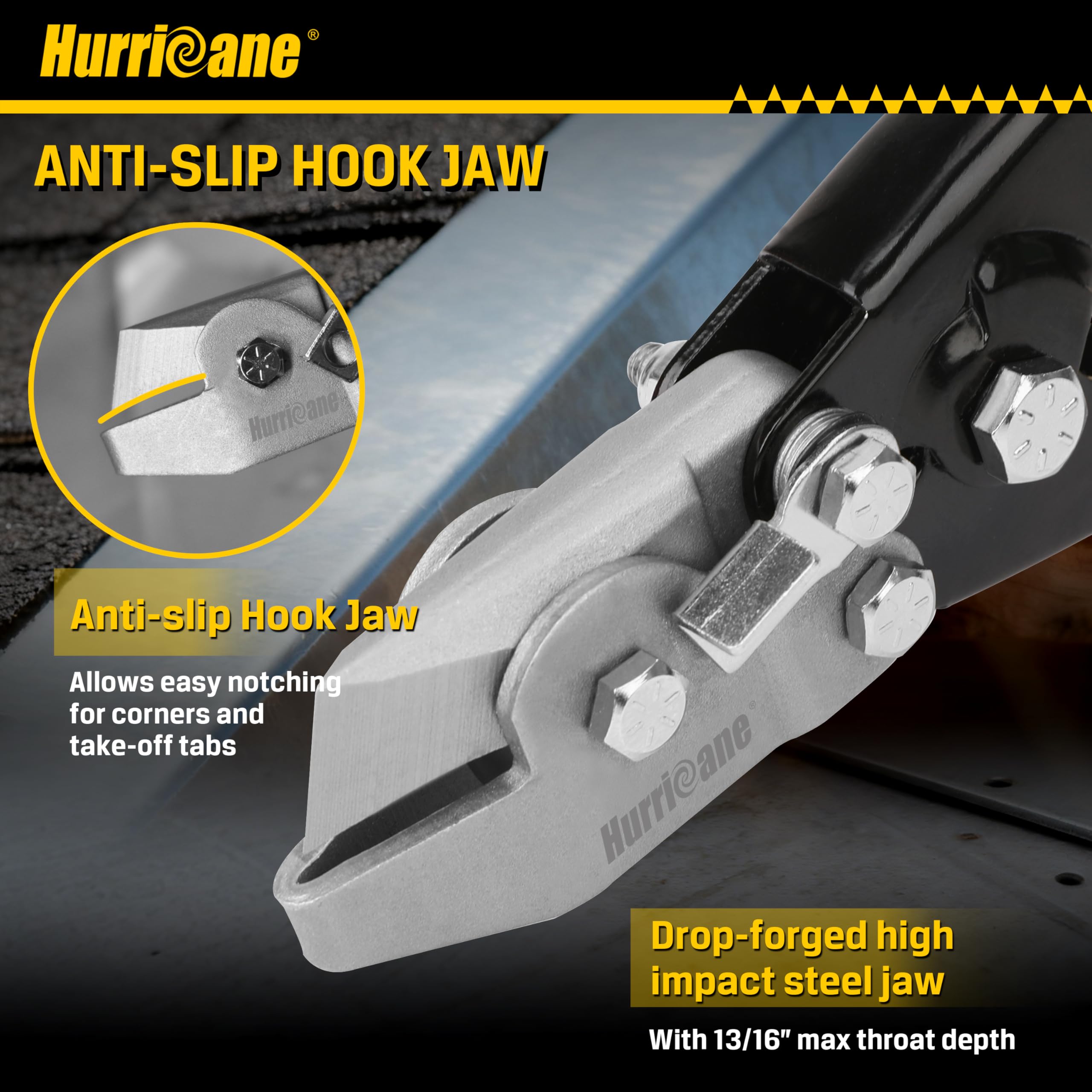 Hurricane v-notch notcher anti-slip jaw holding material during notch work
