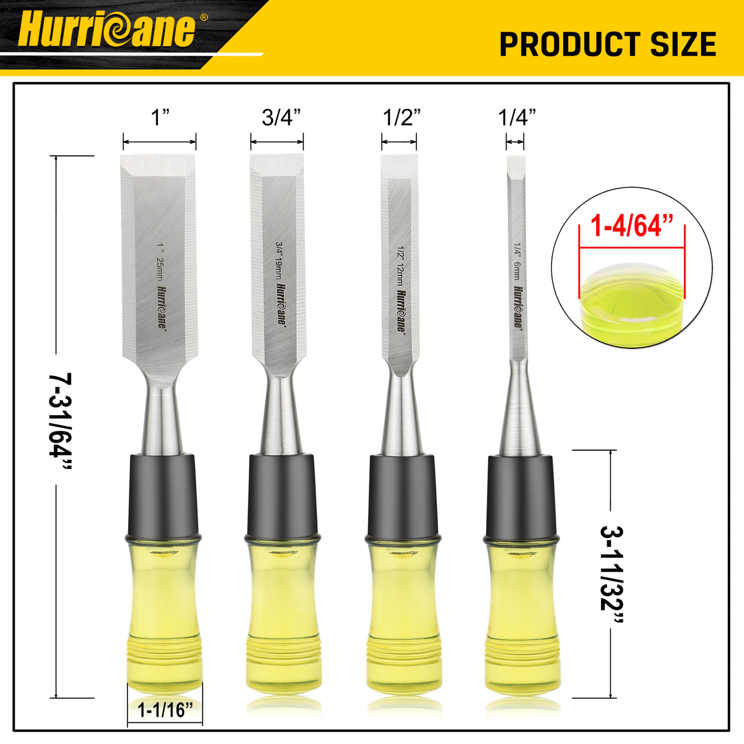 HURRICANE wood chisel set half-inch blade for clean mortises and accurate work.
