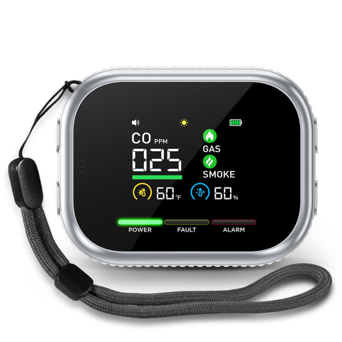 HushDream 6-in-1 detector front view with quick safety readings for homes.