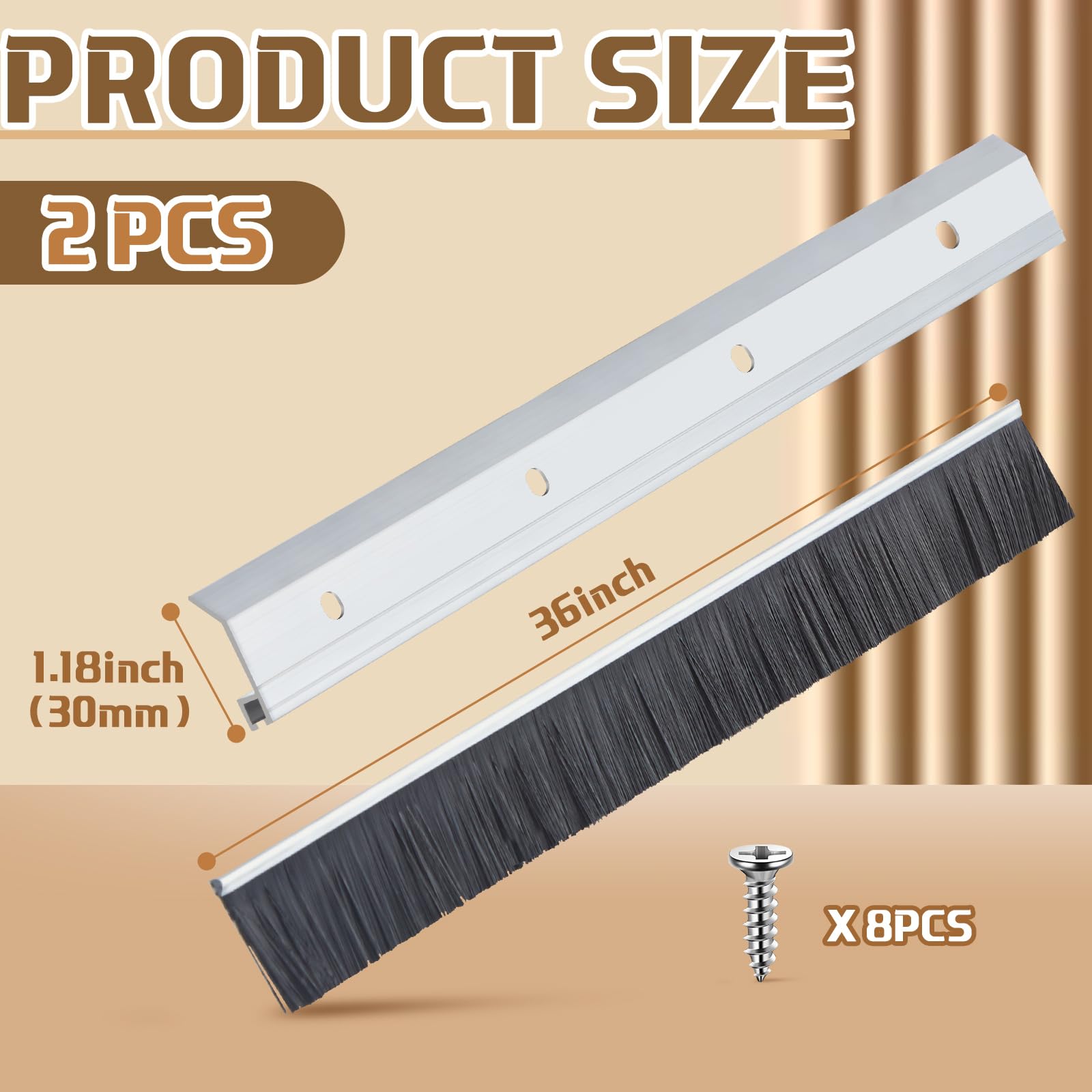 Hushee door sweep bottom PP brush seals gaps and drafts.