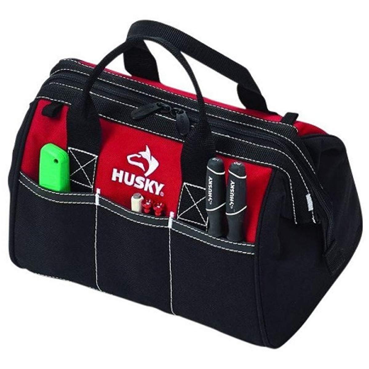 Husky 12in contractor bag external pocket 2 keeps small items organized