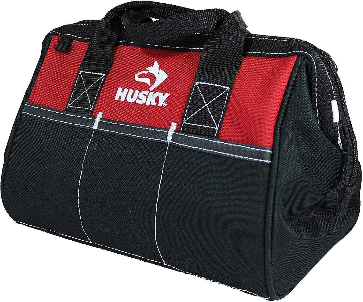Husky 12in contractor bag main compartment zipper for quick access on site