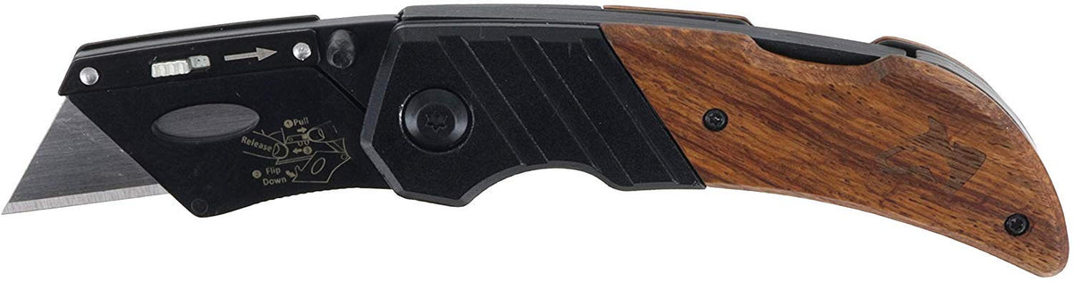 Husky 97211 wood-handled folding knife with secure lock-back for precise cuts.