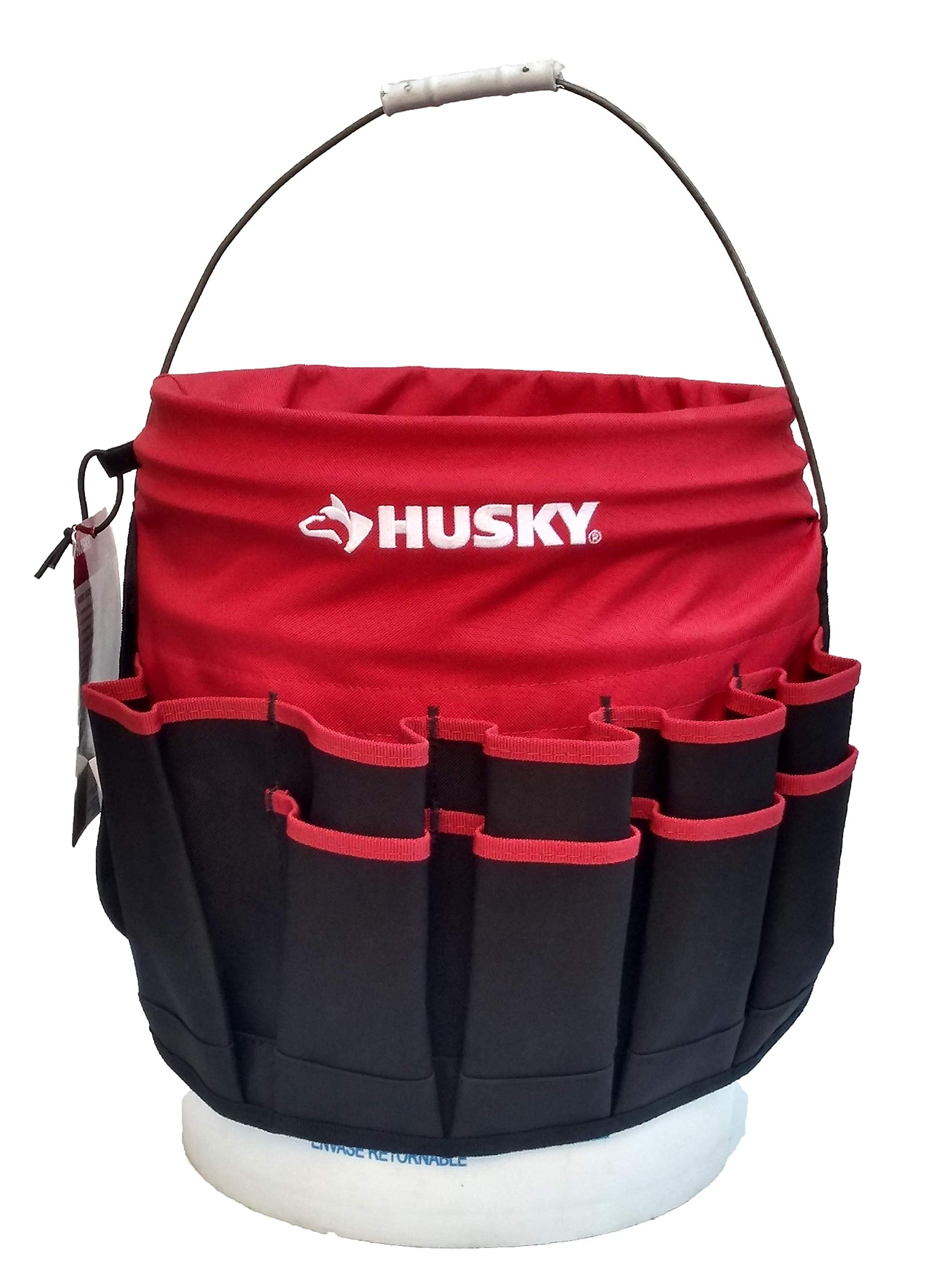 Husky Bucket Jockey water-resistant material protects gear in damp conditions.