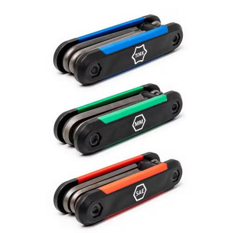 Husky folding hex key set Torx highlighting Torx sizes for versatile fastener compatibility and quick torque.