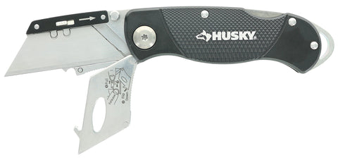 Husky folding knife safe folding design prevents accidental exposure.