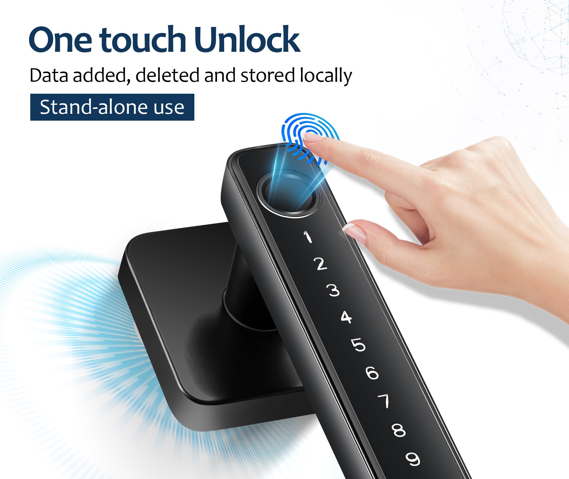Close-up of Hutehoute fingerprint scanner for fast entry
