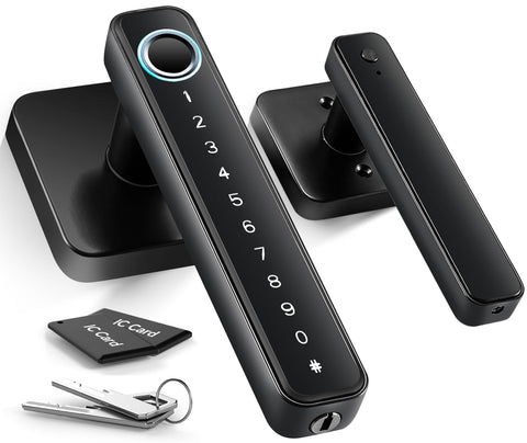Hutehoute 4-in-1 smart lock front view with fingerprint access and keypad