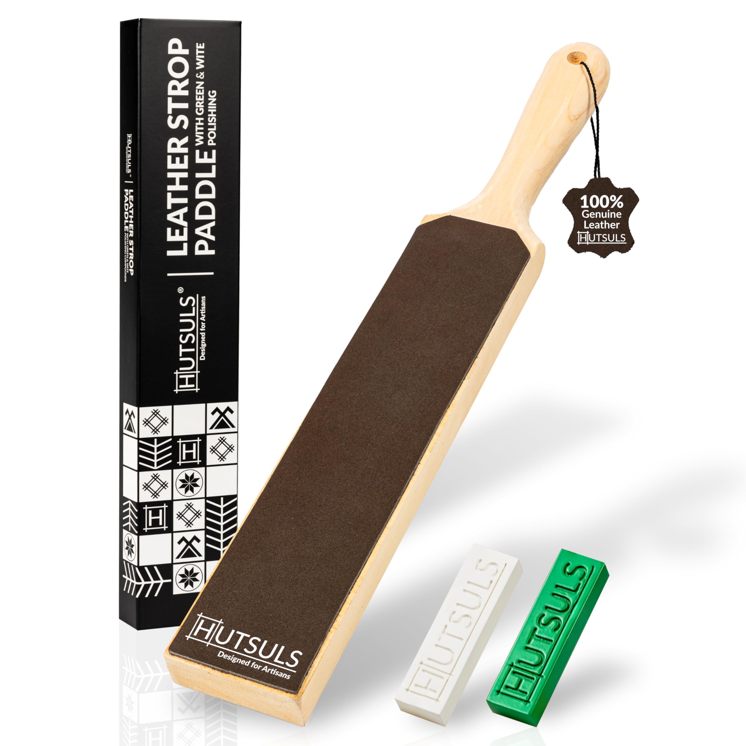 Hutsuls knife strop double-sided leather for sharpening precision edges