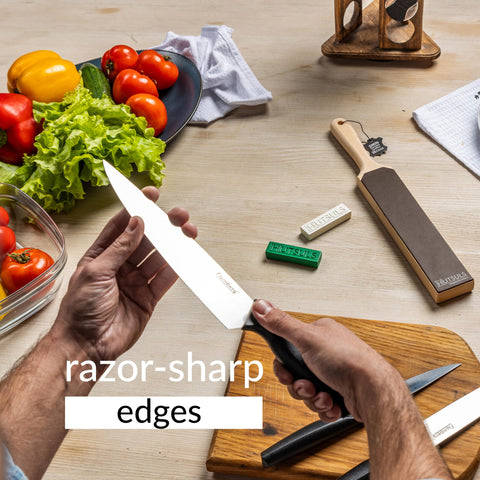 Hutsuls versatile strop for kitchen knives, chisels, and razors