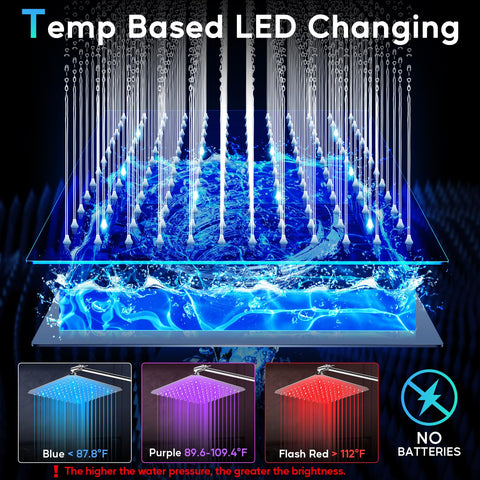 HUUKE LED handheld shower color spray shows color changes by temperature.