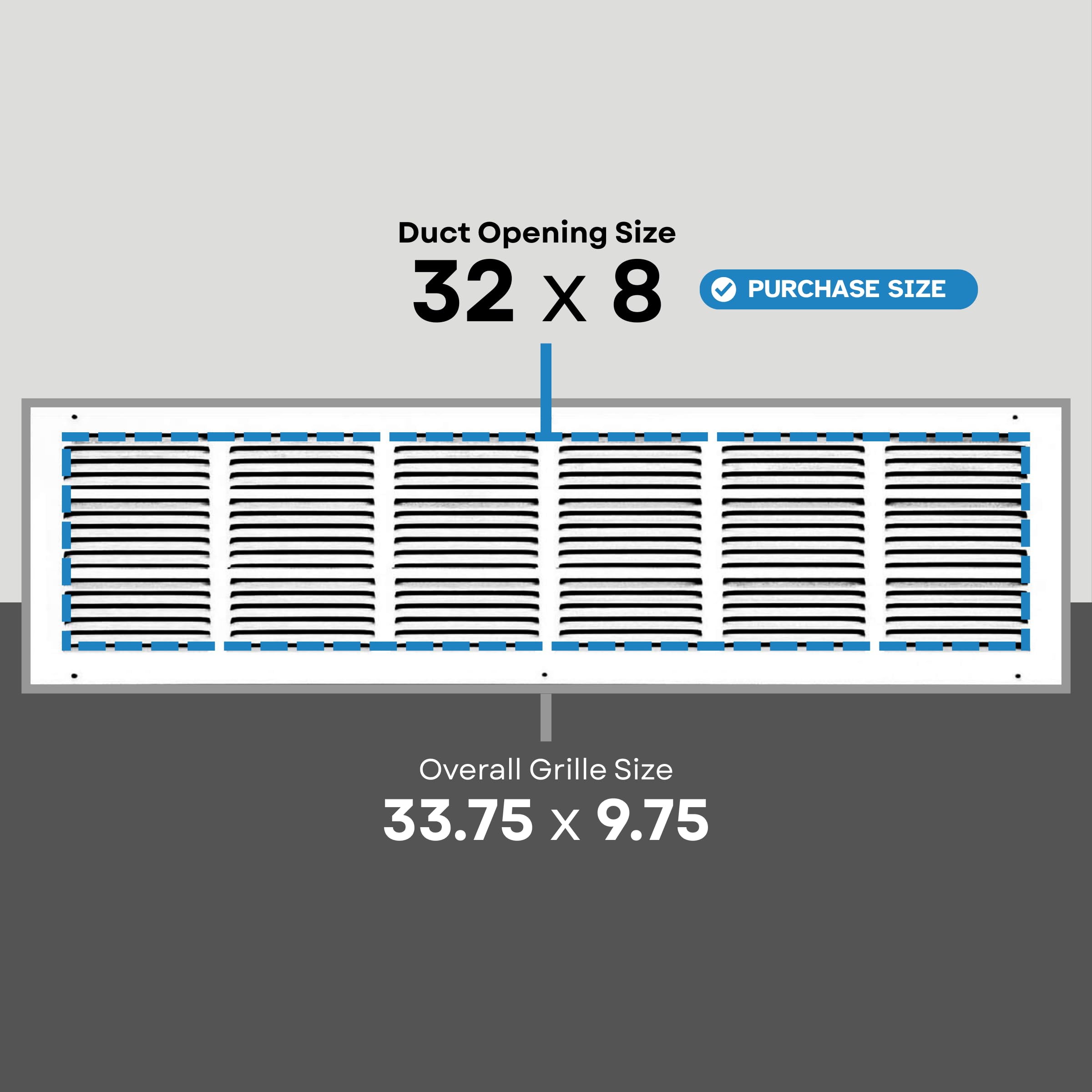 HVAC Premium vent cover side view highlights sturdy stamped steel durability.