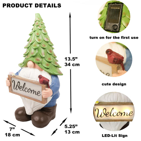 hvfun 13-5-inch gnome garden sculpture with hand painted details