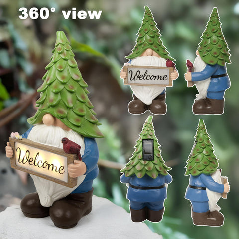 hvfun solar panel gnome lights illuminate paths automatically