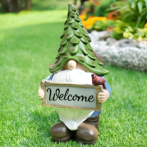 hvfun welcome sign gnome outdoor decor greeting guests at garden entry