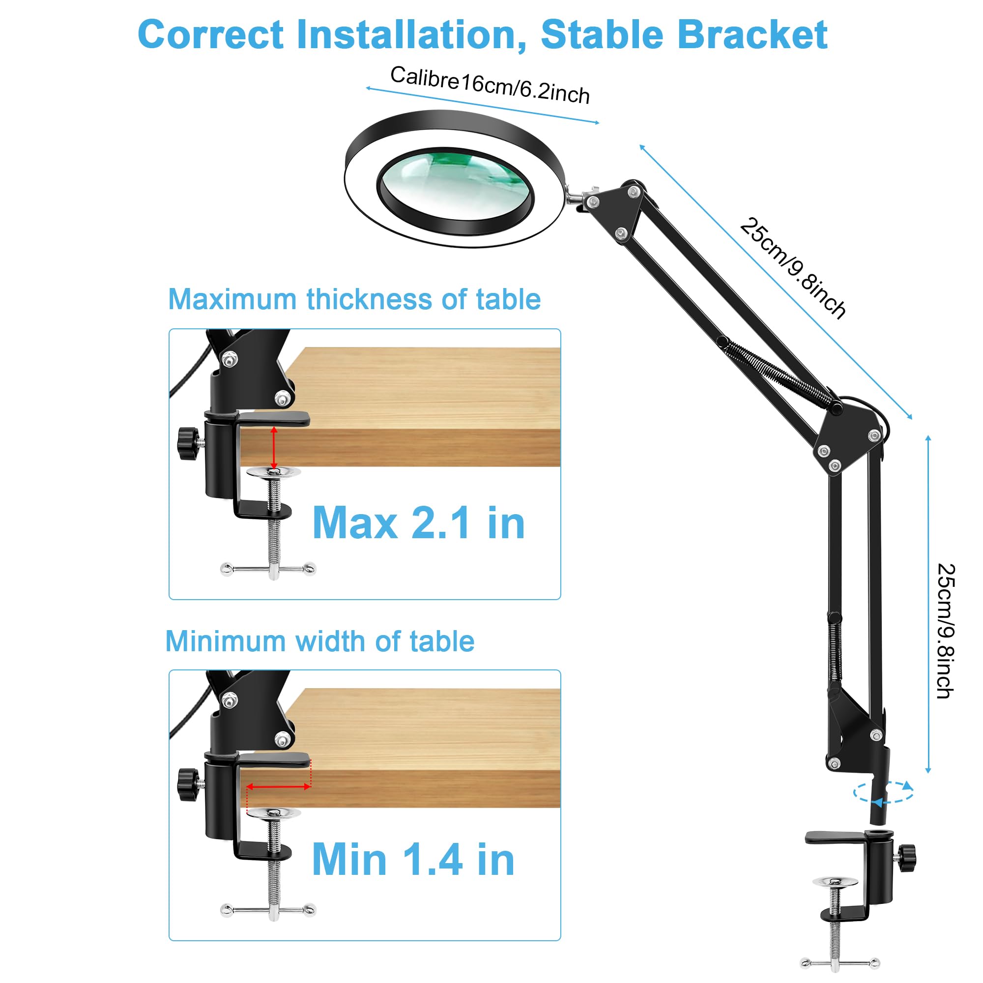 Hviww lens tilts 220 degrees for precise alignment of glass and light