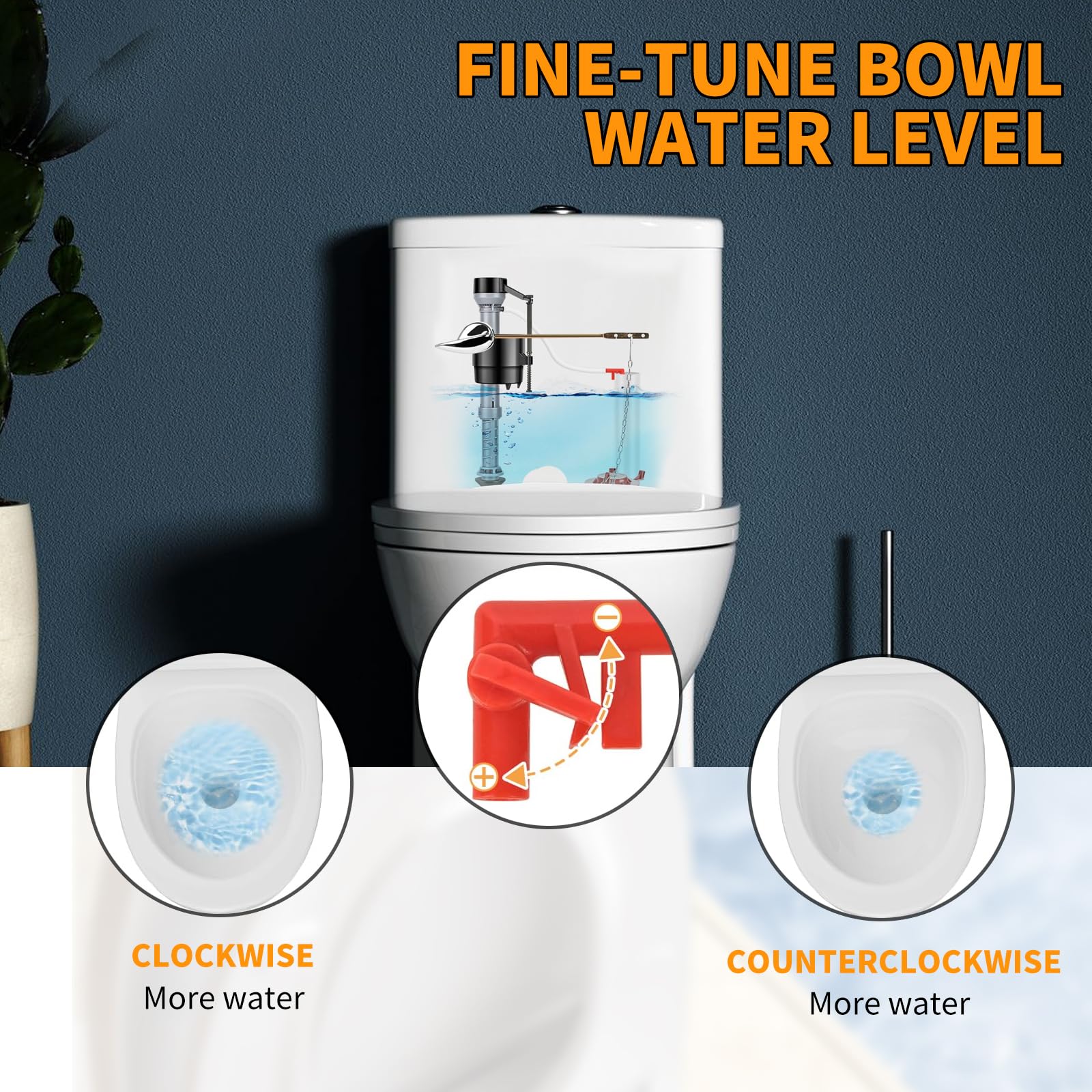 HVJ side-mount lever with three holes—customizable angle for precise flush.