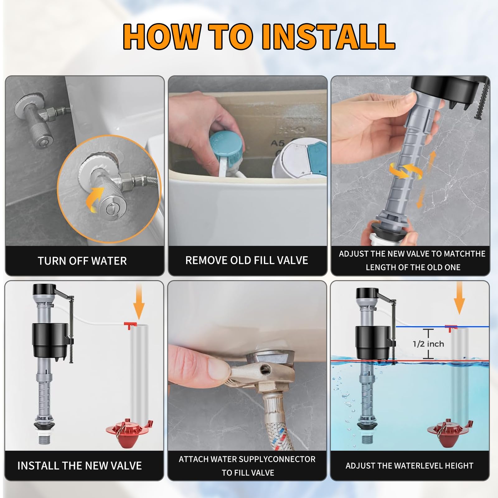 HVJ complete toilet repair kit inside tank—everything needed for a refresh.
