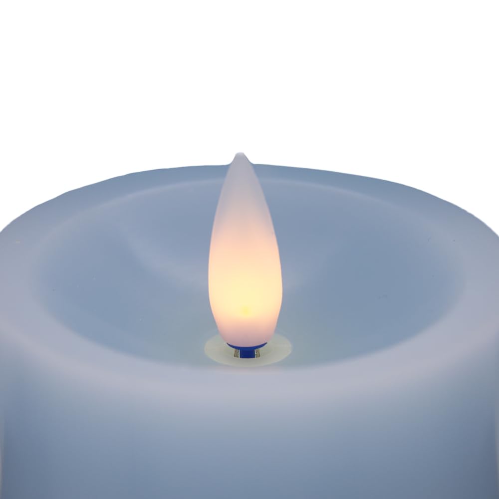 HVTDECOR blue flameless candle with remote control for easy brightness adjustment