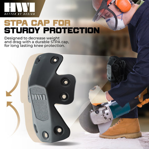 Adjustable fit on HWI Gear knee pad secures comfortable wear