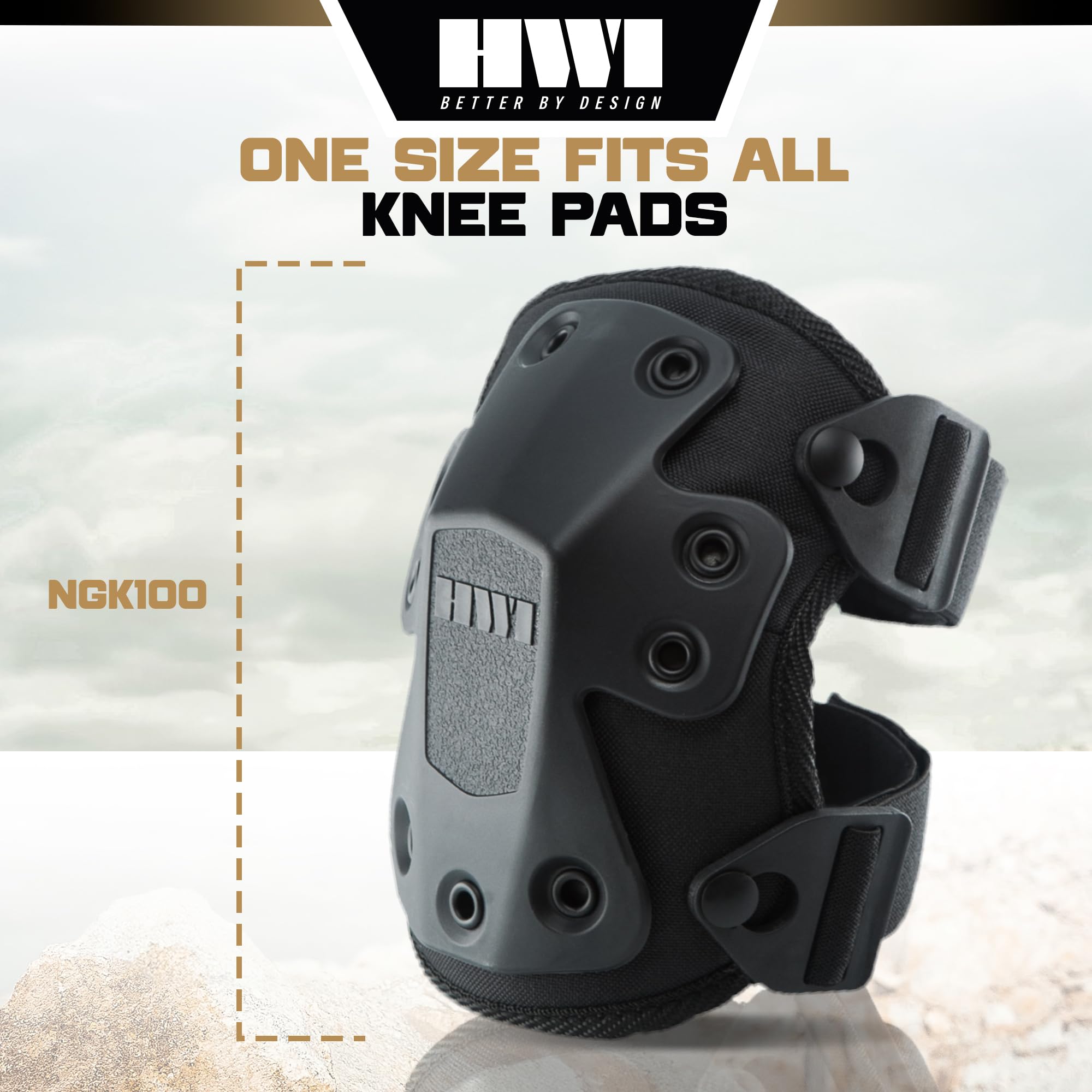 Puncture‑resistant protection on HWI Gear knee pad for rough surfaces