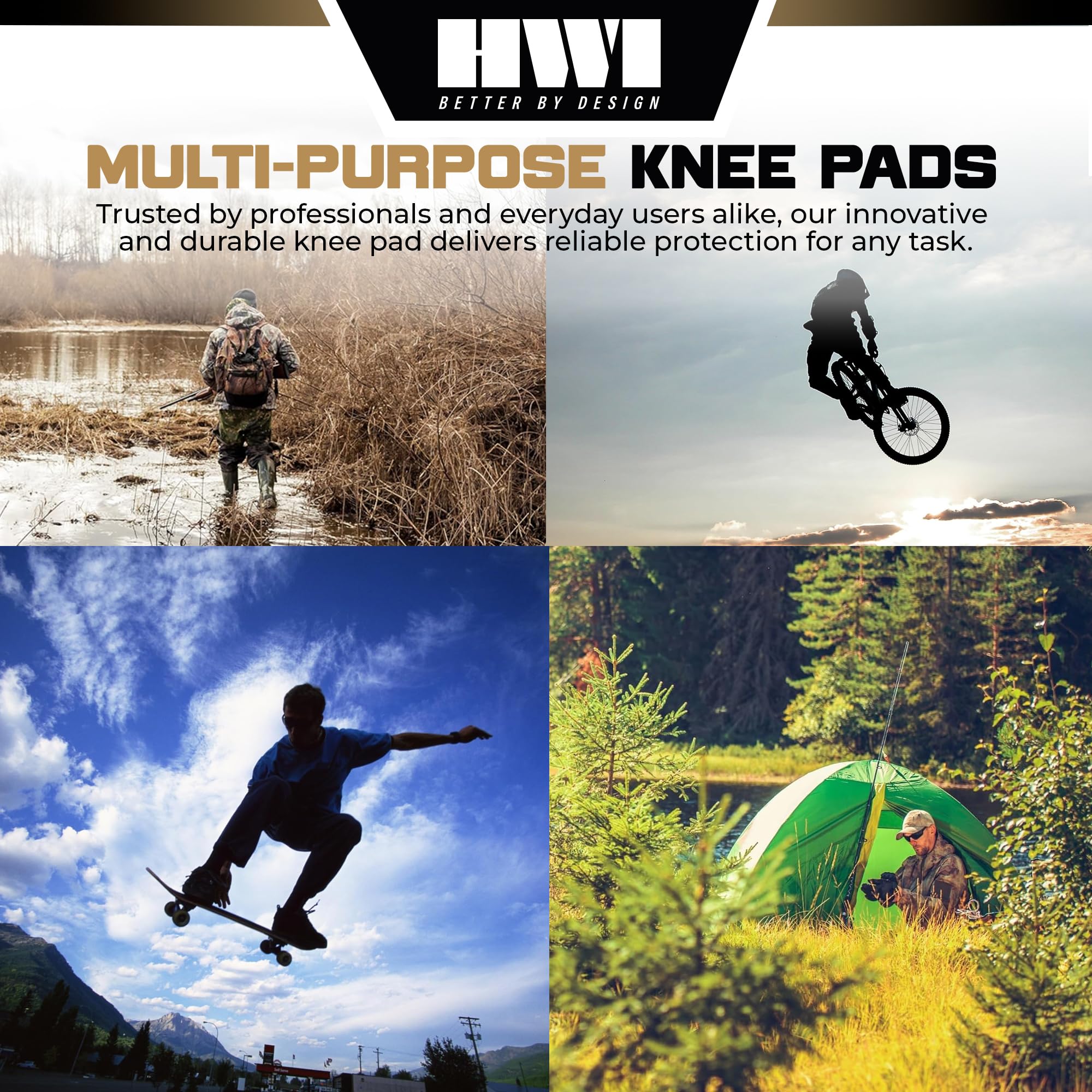 HWI Gear knee pad features quick‑release straps for fast removal