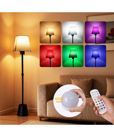 HWTDJJY battery operated floor lamp lit to create cozy ambience in living rooms
