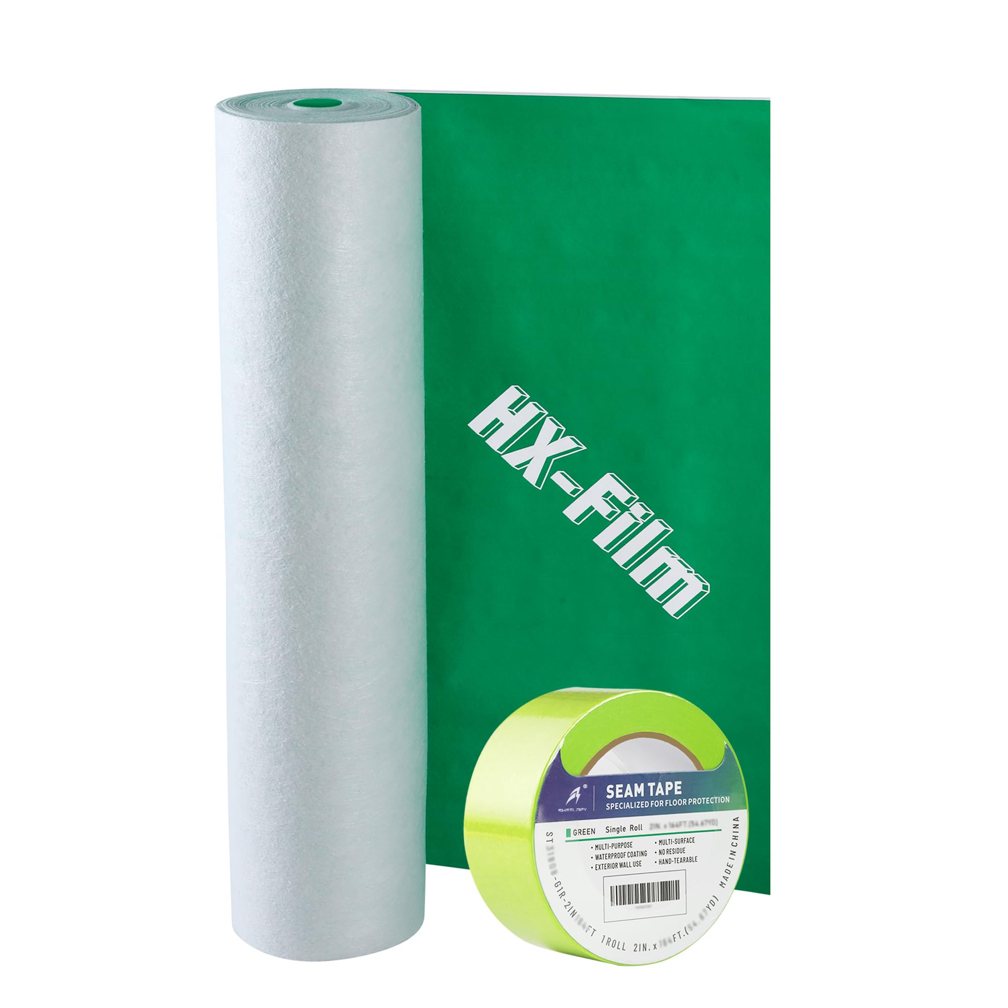 HX-Film protection roll green shields floors during renovation with residue-free performance.