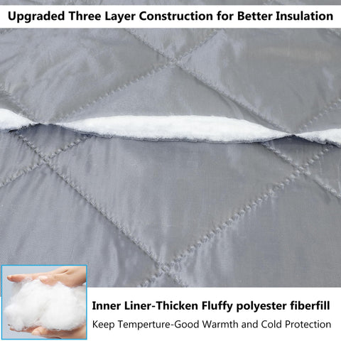 HxLmn reversible magnetic door curtain grey insulation layer illustrates plush fiberfill