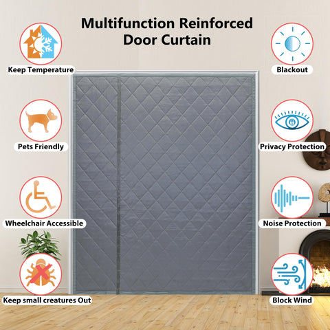 HxLmn reversible magnetic door curtain grey room divider use in a living space