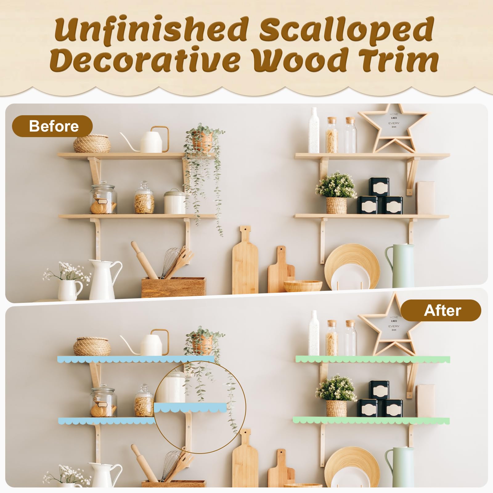 Hxouciv wood trim ideal for cabinets, shelves, frames, and furniture edges.