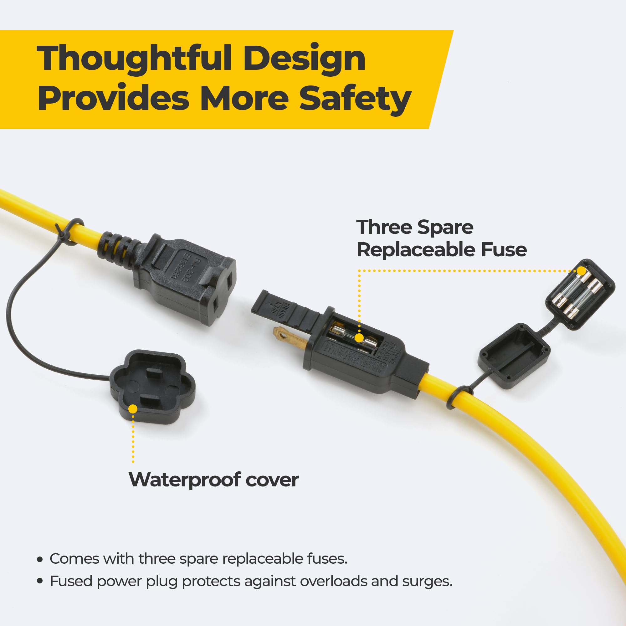 HYANGLUX 18awg heavy-duty cable ensures safe temporary lighting