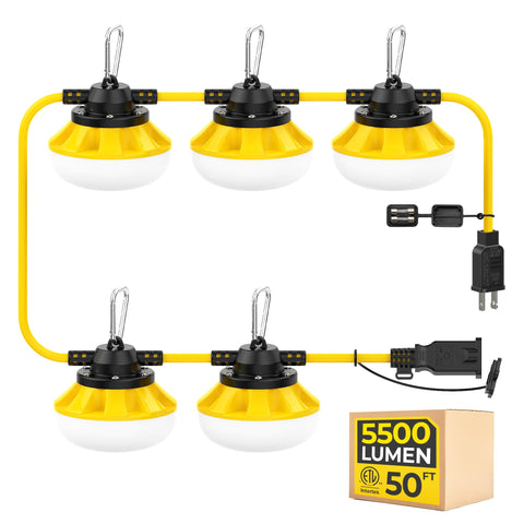 HYANGLUX 50ft construction light string assembly provides broad site illumination
