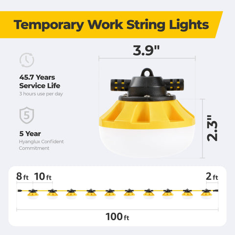 HYANGLUX expandable light strings connect easily with a protective plug for longer setups.