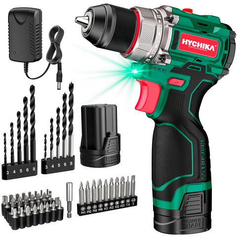 HYCHIKA drill set with LED light guiding precise work in dim spaces.