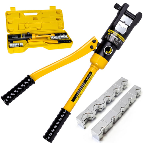 HYCLAT 16-ton hydraulic crimping tool in action for heavy-duty lug crimping