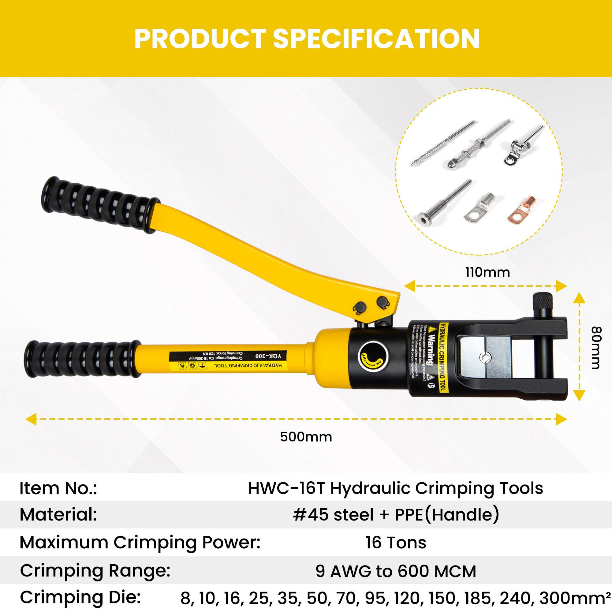 C-style head side-entry design shown for easy access during on-site crimping