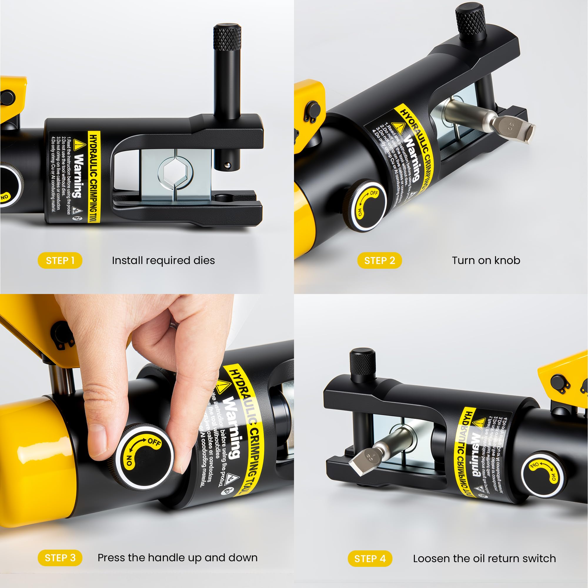 Carrying case included keeps dies and tool organized for transport