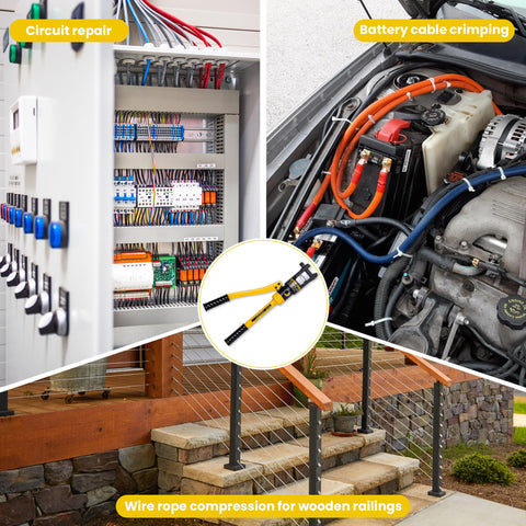 Vinyl-dipped grip provides comfort during extended crimping sessions